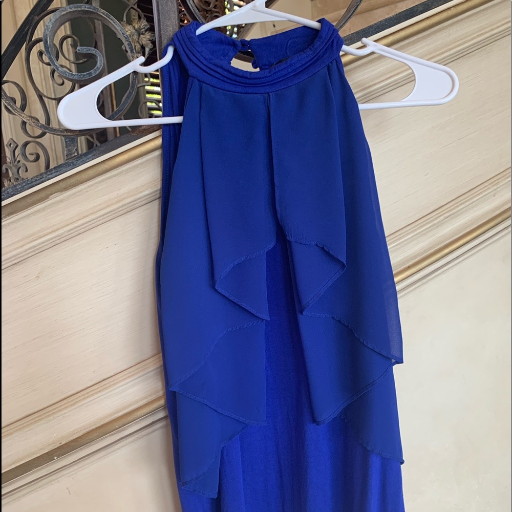 blue ruffle layered tank